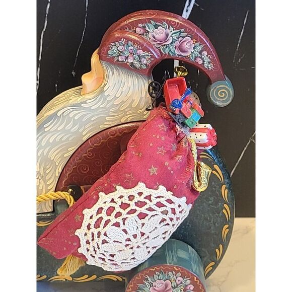 1994 HandMade SantaClaus Duck Sleigh Solid Wood Figurine Folk Art One Of A Kind - Picture 9 of 12